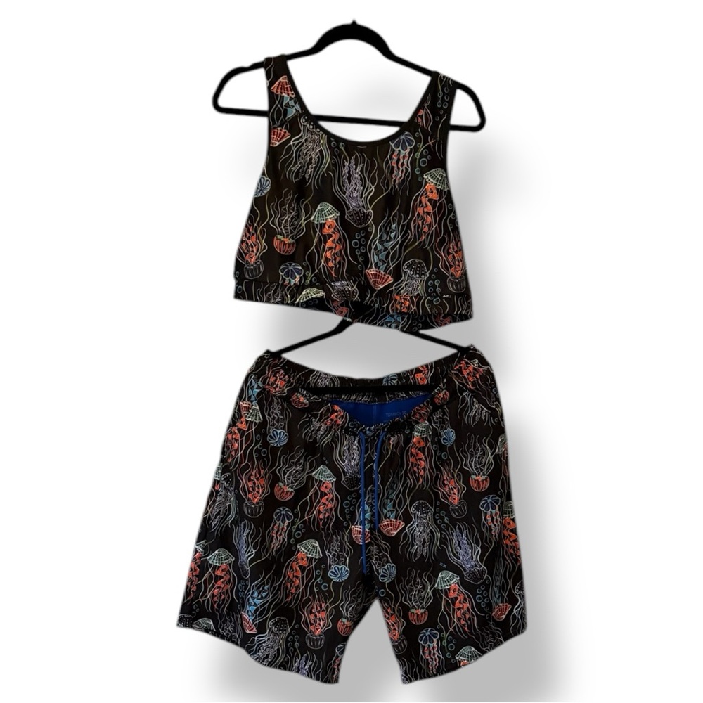 TomboyX Jellyfish Print Tank/Bra and Board Shorts Swimsuit 3X NWOT
